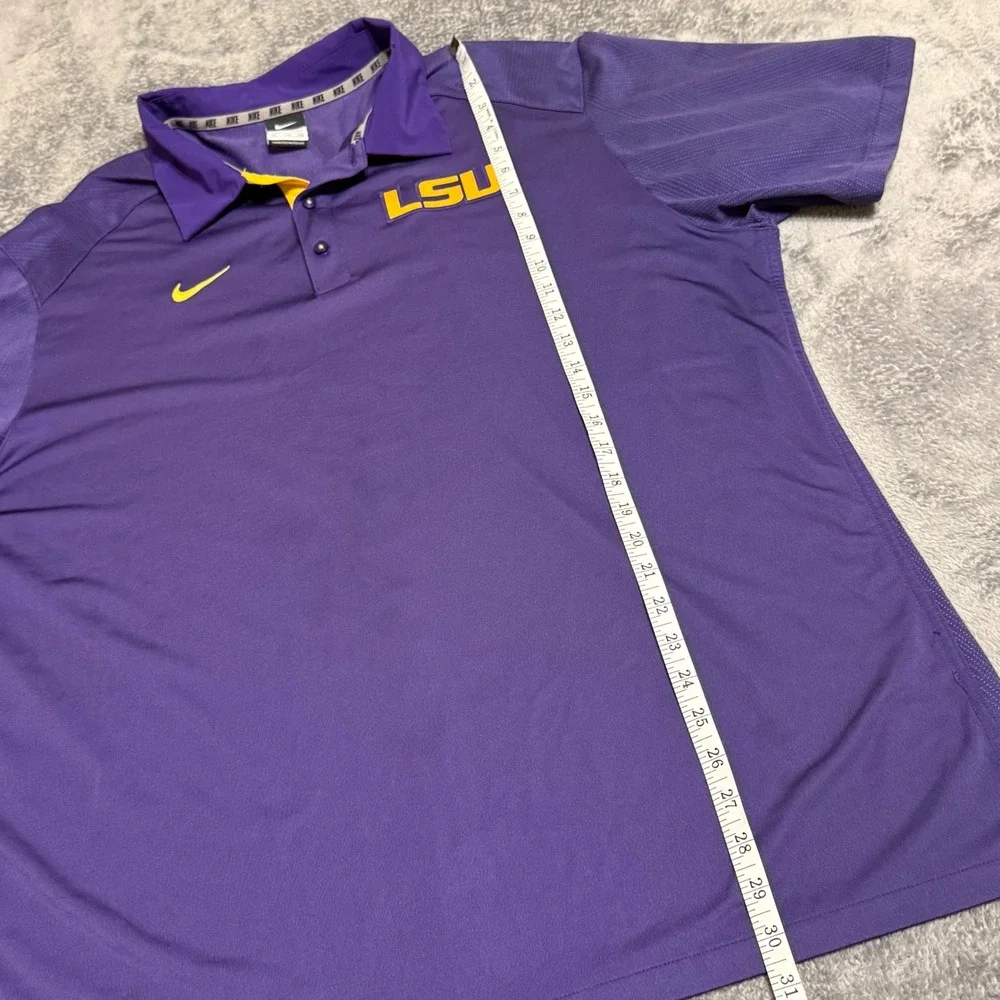 Nike LSU Tigers Dri FIT Polo‎ Shirt Mens Large Purple Yellow Golf Casual